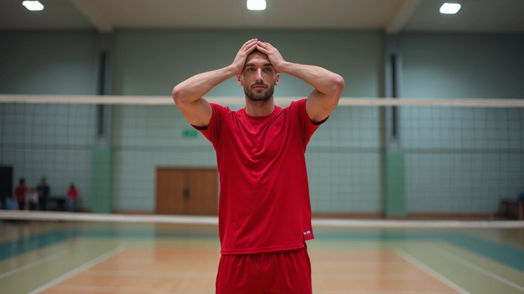 Professional volleyball setter demonstrating positioning on indoor court