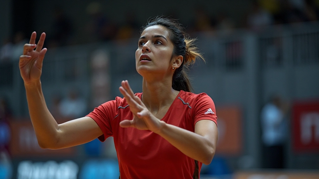 Professional volleyball setter executing setting position with proper hand technique